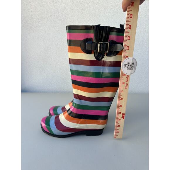 Gap Size 6 Rain Boots Multi colored Stripe Tall Rubber - Picture 8 of 8